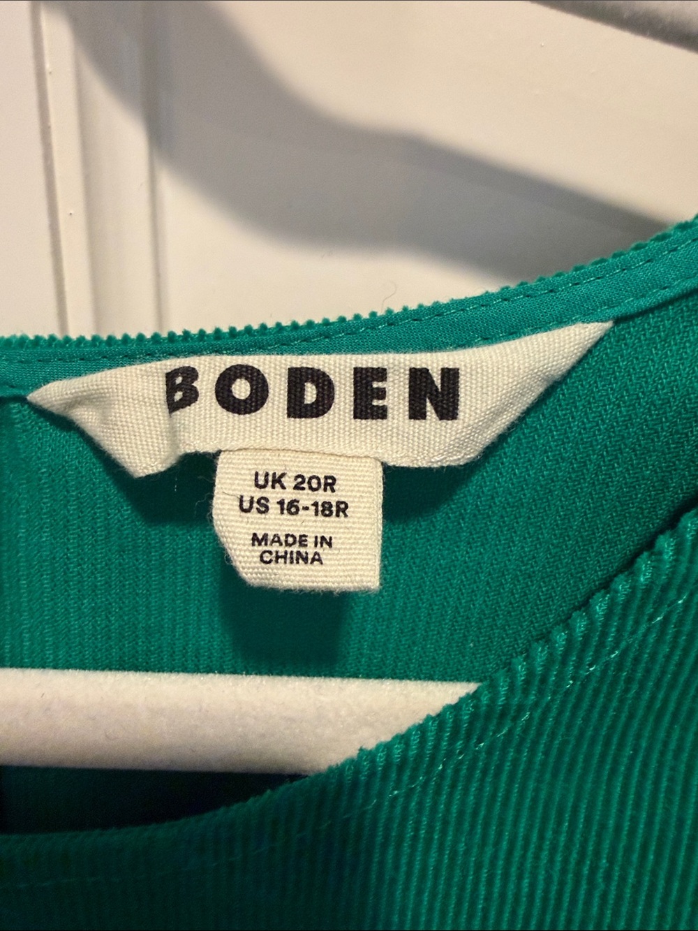Boden Green Fine Wale Corduroy Long Sleeve Belted Dress, US Size 16-18R - Picture 2 of 5